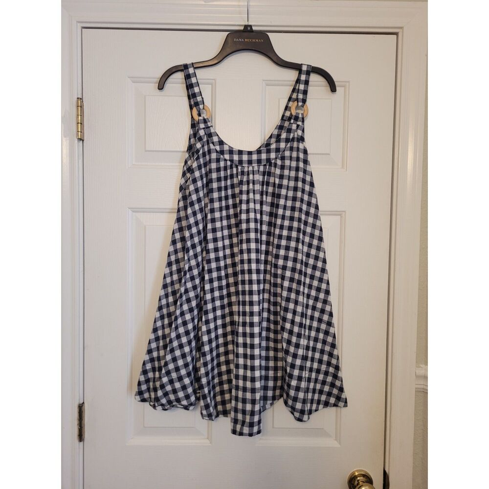 PINK Victoria's Secret Gingham Swing Dress Blue White Check Size Small Cotton